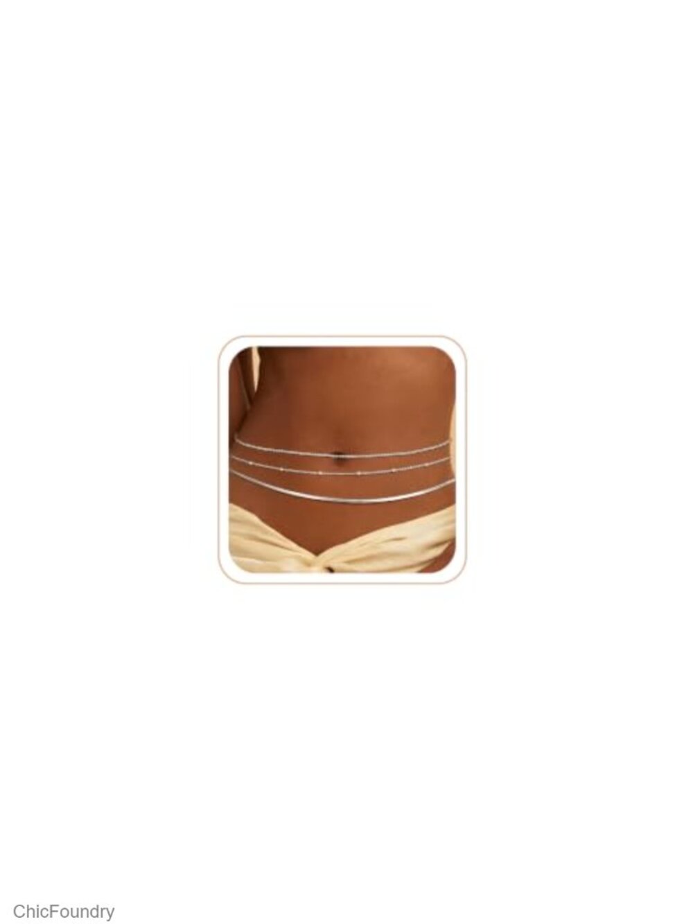 Dainty Waist Chain for Women, 14k Gold/Silver Plated Layered Body Chain with